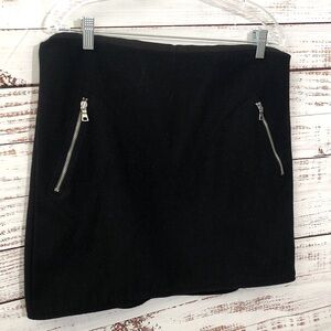 GAP wool Black Women's Mini Skirt with Zipper Accents size 14